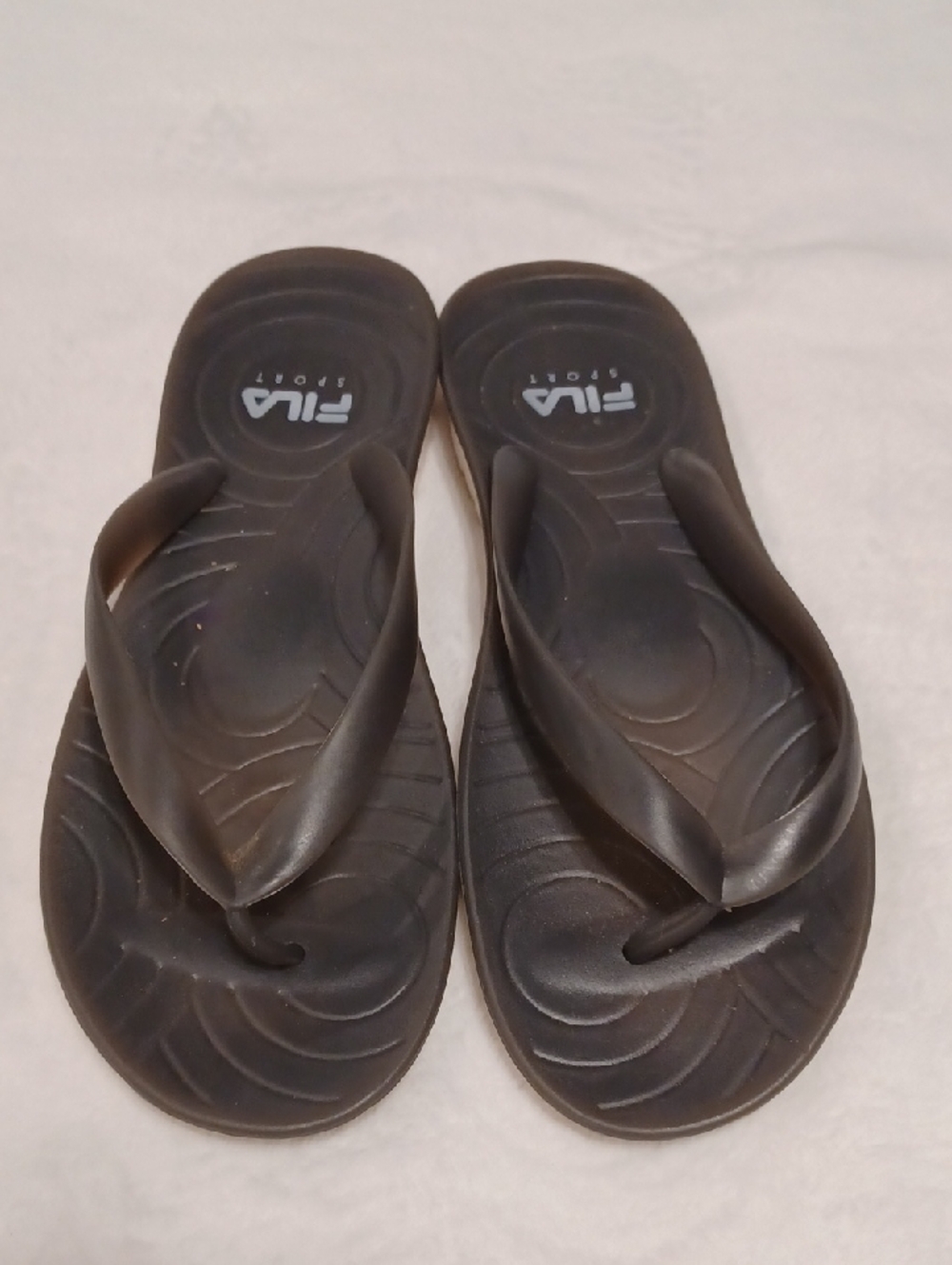 FILA Sport Black Flip Flop Sandals Sz 9/10 - Picture 1 of 7